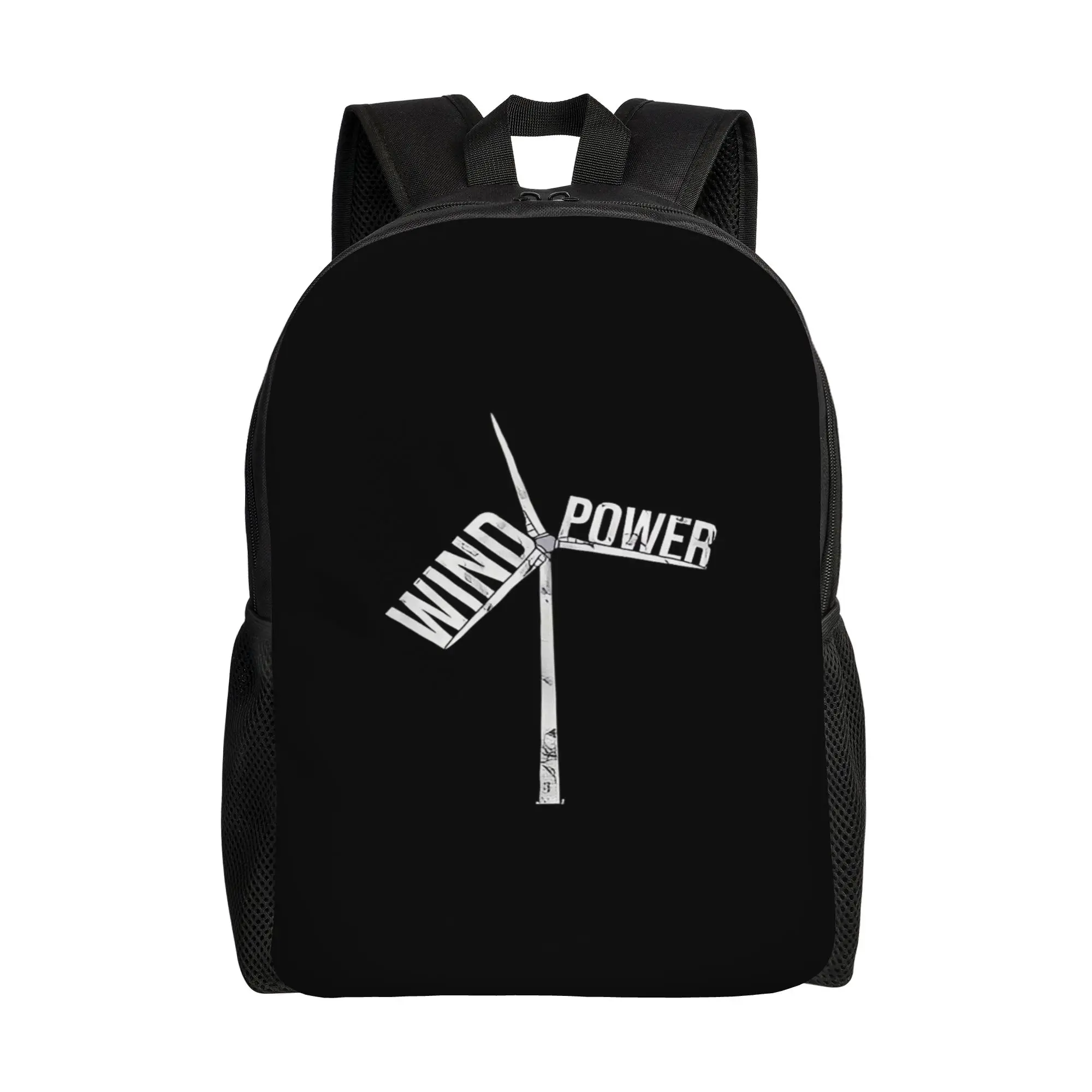 Backpack Back to school season Distressed Wind Power Text   Wind Turbine  Snack Storage Backpack