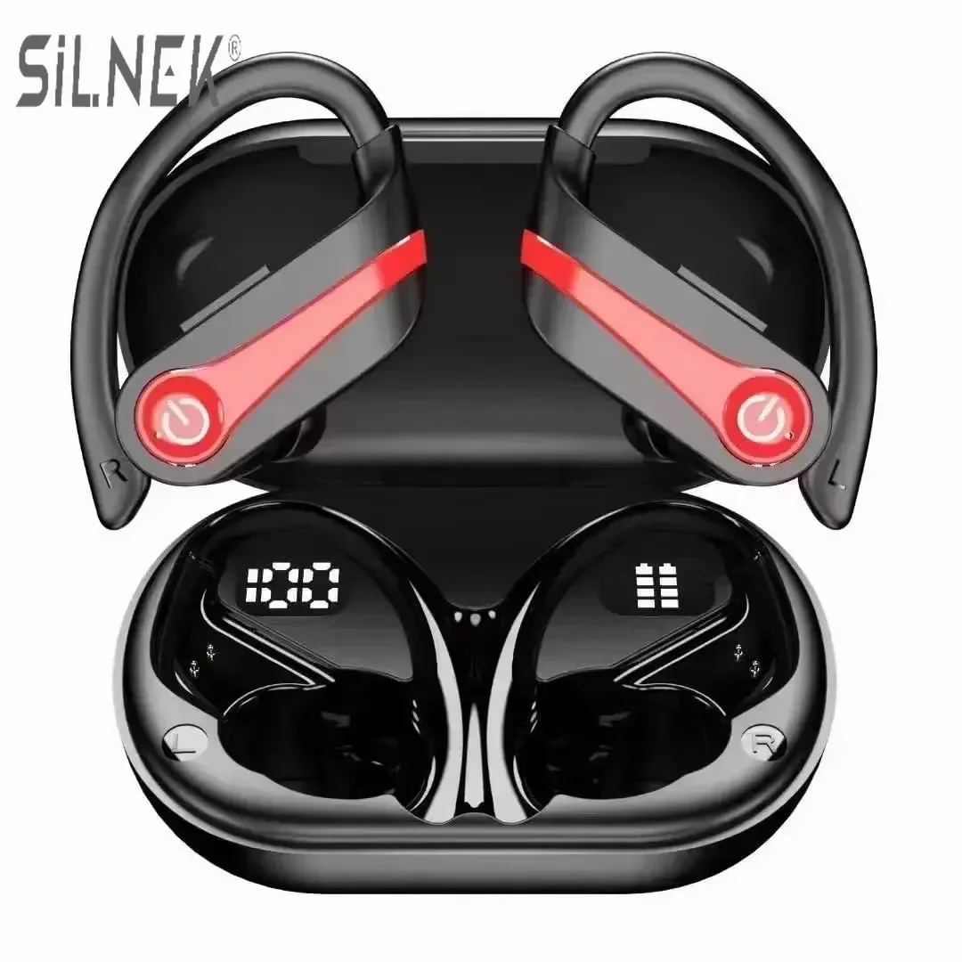 

Tws Sport Ipx7 Run Workout Gym Accessories Waterproof Ear Hanging Hook Mic Wireless Bluetooth Earphone Earbuds With Microphone