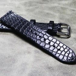 Crocodile Alligator Skin Genuine Leather Watchband Belt Watch Strap Bracelets for 16/18/19/20/21/22mm Soft ultra-thin blackstrap