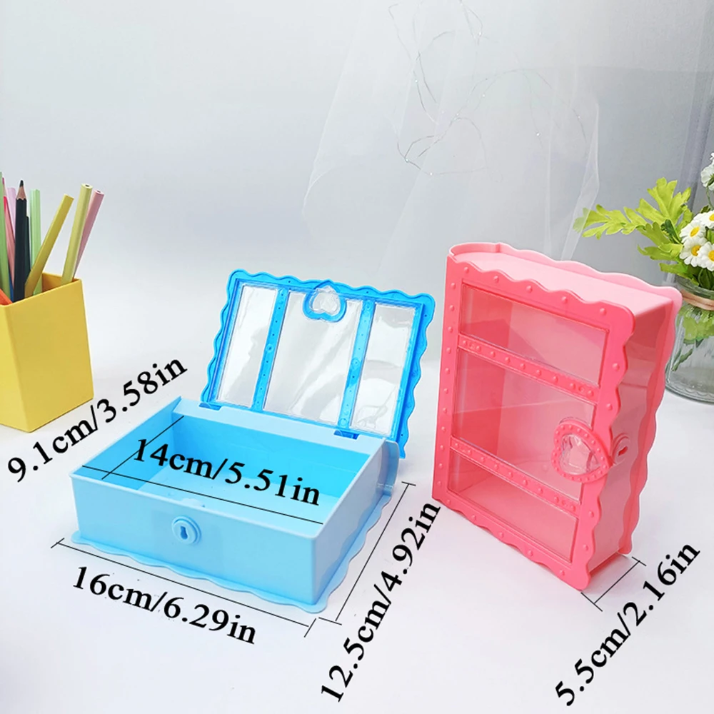 Large Space Organizer Book Shaped Jewelry Case With Lock Earring Ring Storage Box Creative Display Case Lovely Princess Style