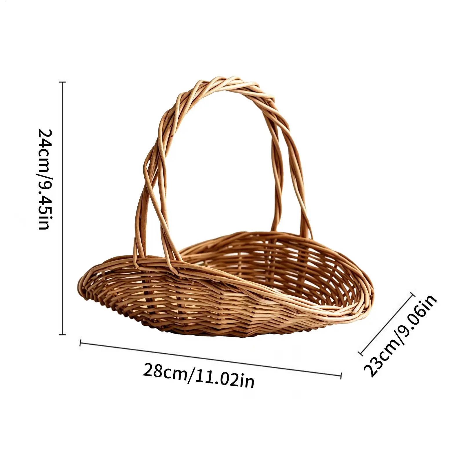 Multi-Functional Rattan Wicker Woven Basket with Handle Garden Harvest Basket Wicker Storage Baskets for Picnic Storage Baskets view 6