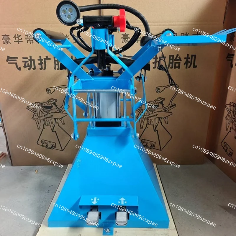 Pneumatic tire expander, manual foot-operated tire repairer, tire picker