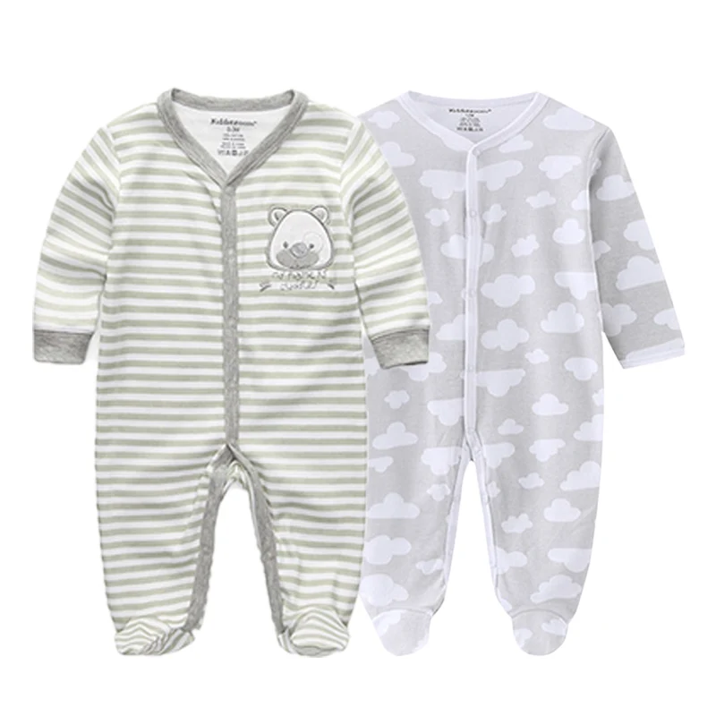 2-Piece Striped Baby Unisex Jumpsuits 100%Cotton Newborn Onesies Four Seasons Infant Clothes