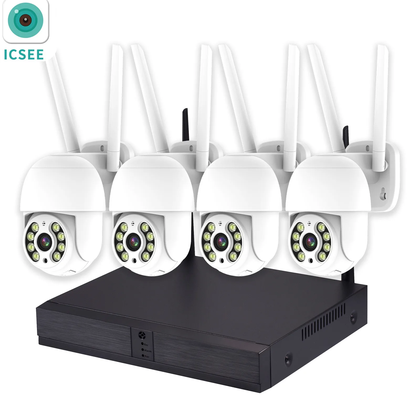 

3MP 1296P iCsee APP Полноцветная беспроводная PTZ IP-камера NVR комплект 4CH Домашняя безопасность Домофон Радионяня