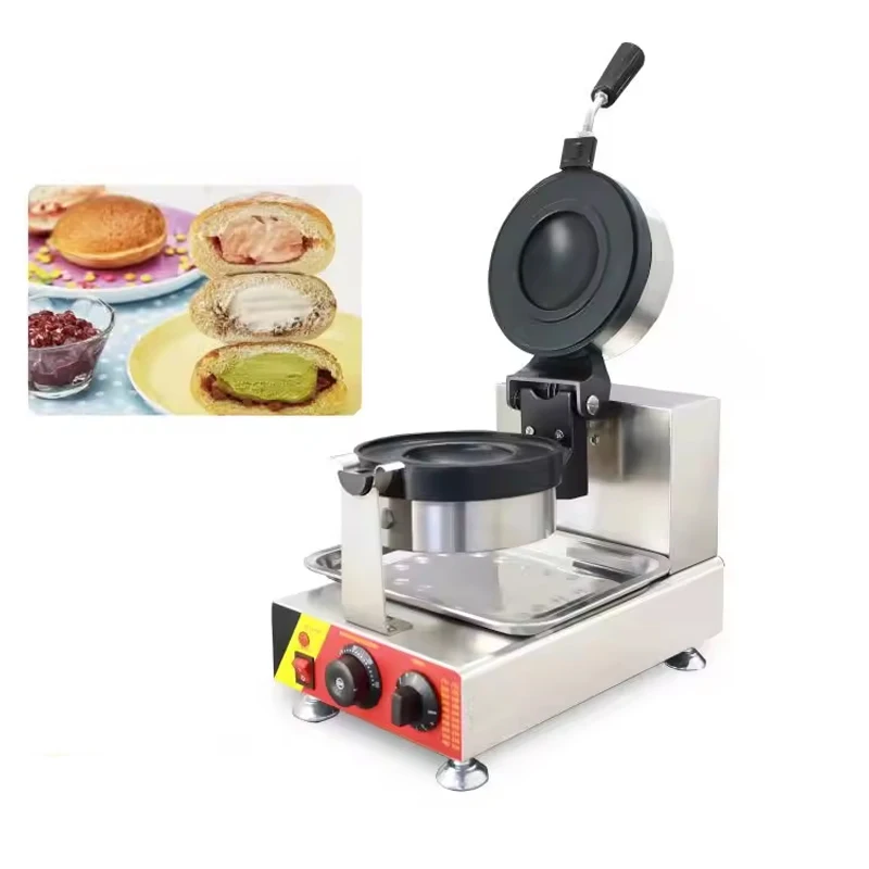 110V 220V 프리스비 모양의 회전 아이스크림 버거 기계 상업용 크림 빵 핫 프레스