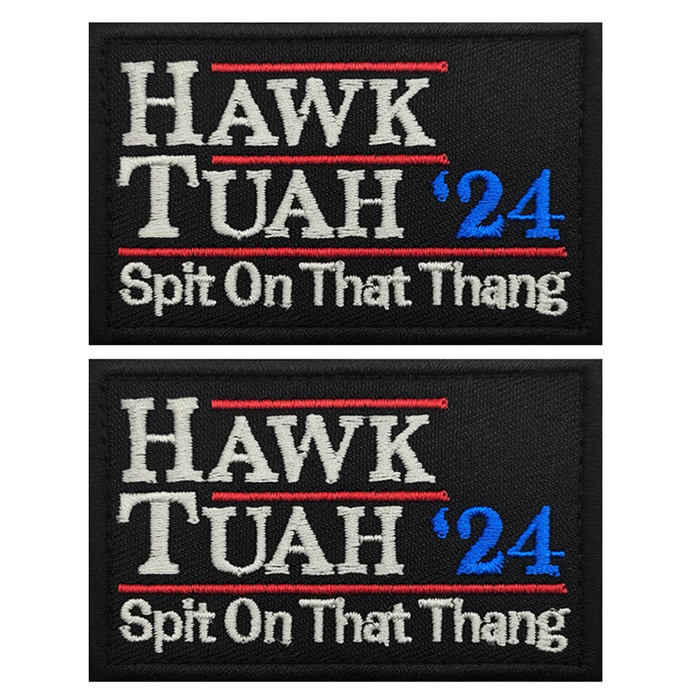 Hawk Tuah Tactical ricamo Patch divertente Hook & Loop Emblem Spit on Thing virale Morale Badge Armband zaino Badge Stickers