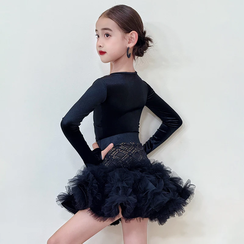 Sukienka na zawody tańca towarzyskiego dla dzieci, strój do tańca dla dziewcząt, sukienki do tańca latynoamerykańskiego, kostium sceniczny SL14543