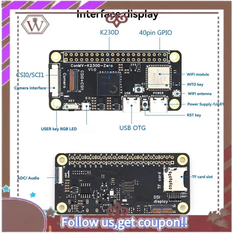 

ABBG-Canmv K230D ZERO Development Board Machine Vision Recognition Camera2093 AI RISC-V Motherboard Artificial Intelligence B