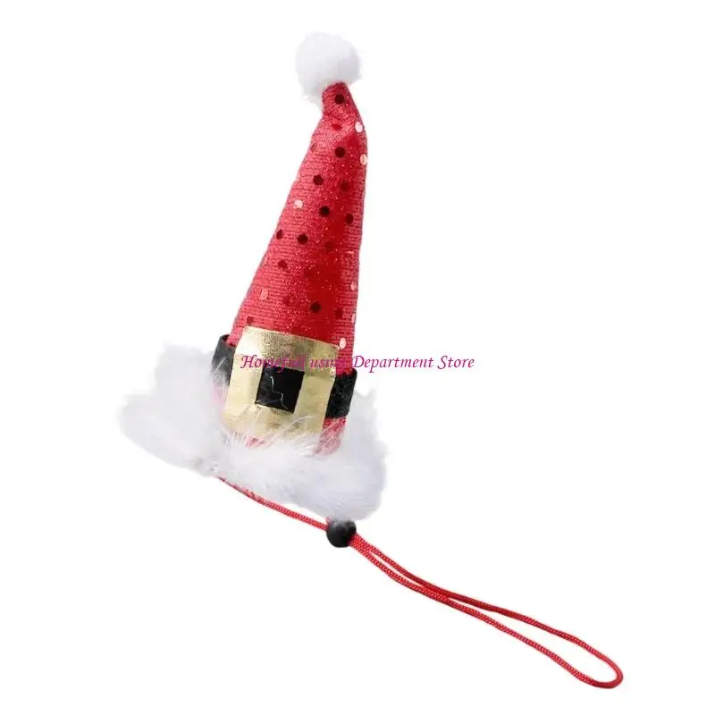 Christmas Camera Pet Cap for Small Dog, Christmas Pet Costume Hat With White Trim and Securing Cord for Indoor Gatherings and