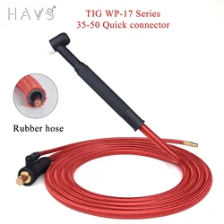 4M/13ft 7M/23ft WP17 TIG Welding Torch Gas-Electric Integrated Rubber Hose Cable Wires 5/8 UNF Quick 35-50 Euro Connector