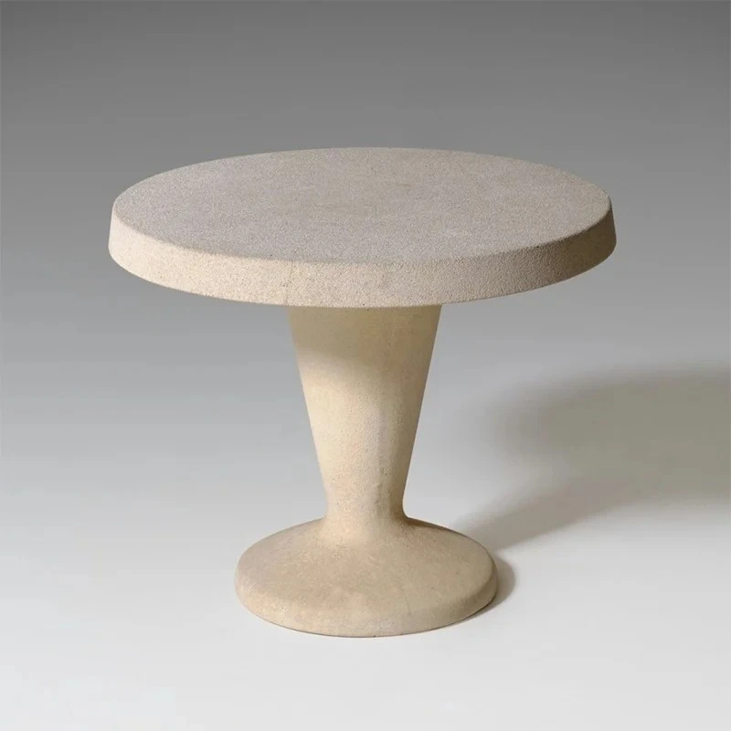 WS travertine edge, living room, sofa corner, wabi wind table, marble medieval round small coffee table