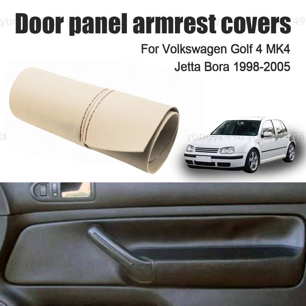 

Khaki Beige leather Door panel armrest covers Black For Volkswagen Golf 4 MK4 Jetta Bora 1998 1999 2000 2001 2002 2003 2004 2005