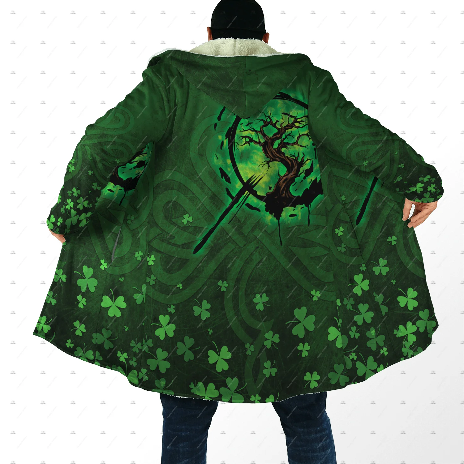 Custom Name Irish Ireland Country Flag St.Patrick Vintage Retro 3DPrint Windbreaker Winter Overcoat Hoody Cloak Fleece Hoodies W