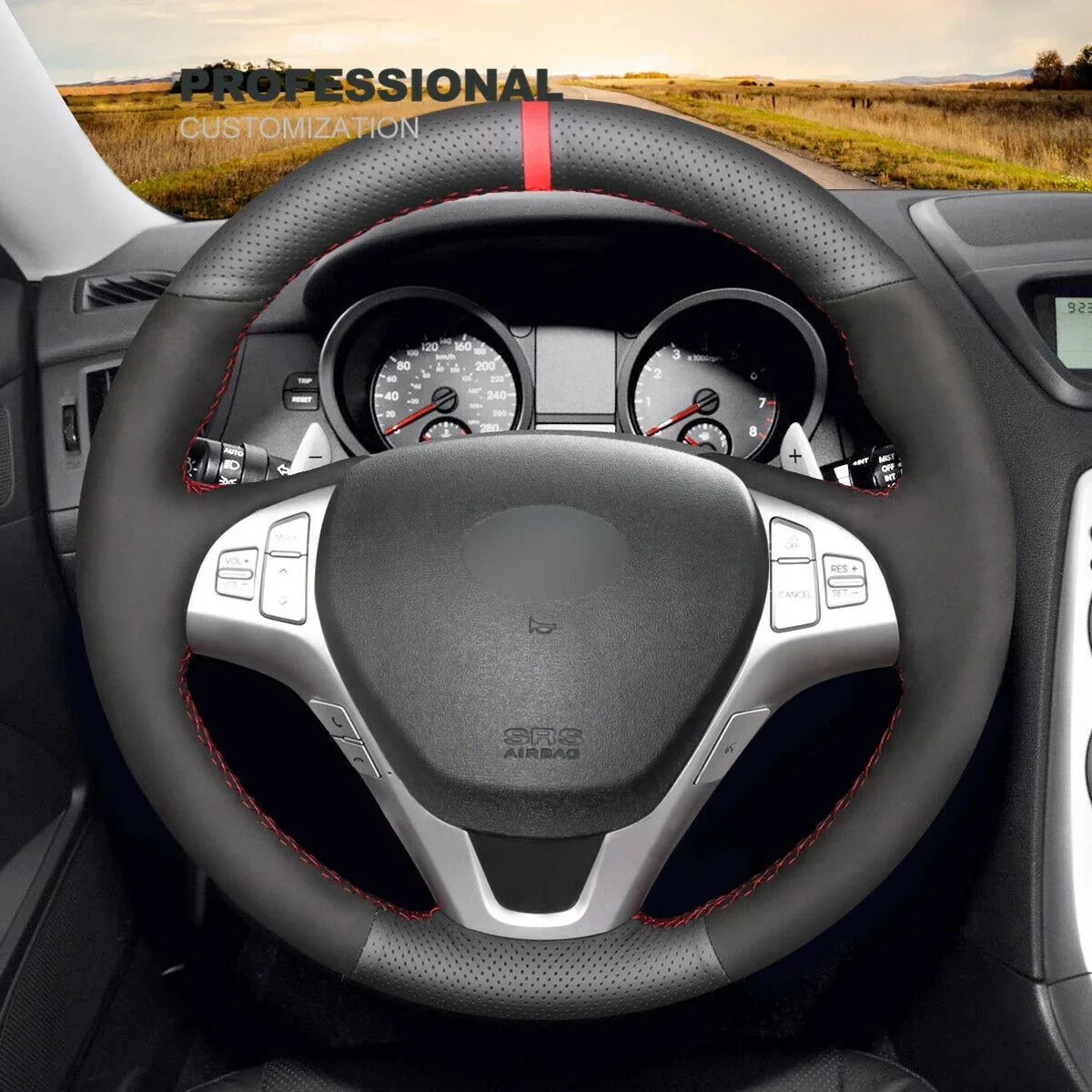 

DIY Leather Suede Car Steering Wheel Cover For Hyundai Genesis Coupe Car Accessories