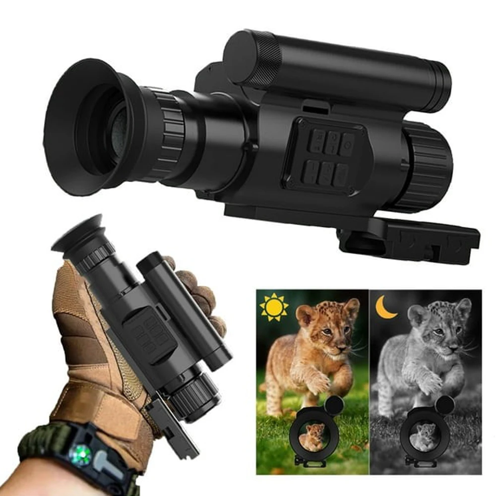 

NV075 Night Vision Hunting Scope Goggles Monocular 200-400M Infrared Camera Support Photo & Video,50mm Lens,940nm IR,Metal Body