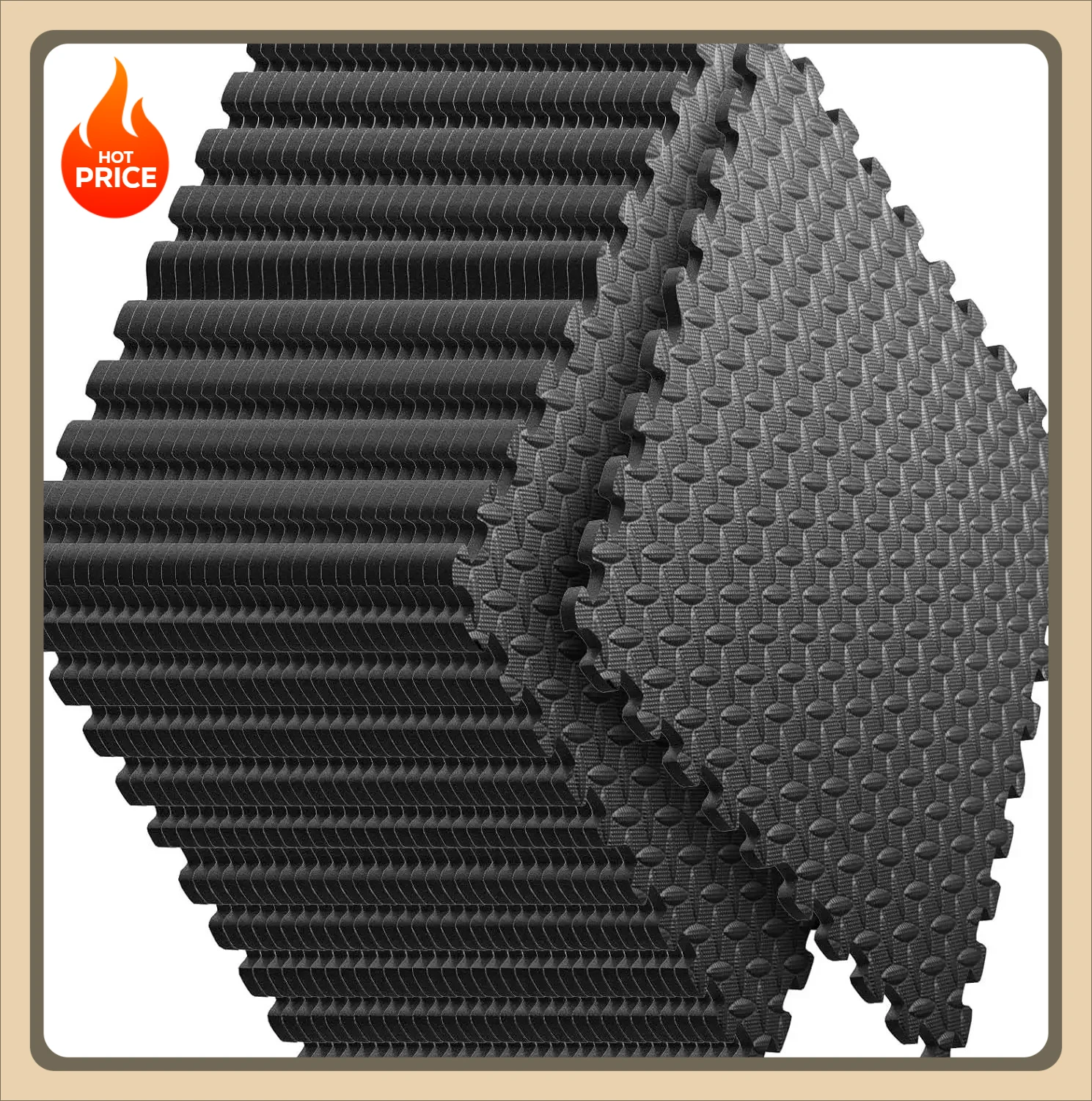 

Home Gym Mat, Puzzle Exercise Mat for Home Workout Equipment and Kids Play Areas, EVA Interlocking Foam Floor Tiles Black