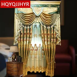 European Luxury Royal Embroidered Shade Curtains for Living Room High-Grade Voile Curtain Bedroom and Kitchen