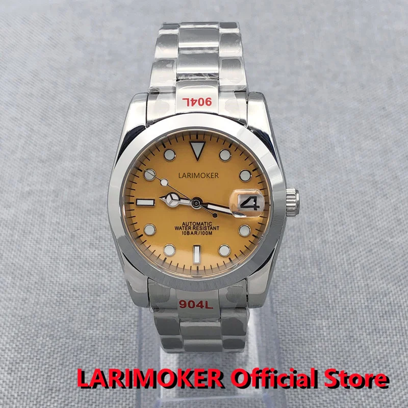 

LARIMOKER New 2022 Pilot Watch Automatic Mechanical C3 Luminous NH35 Men's Watches Divers Sapphire Crystal Oyster bracelet