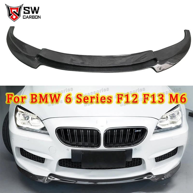 3PCS Carbon Fiber Front Bumper Lip Spoiler For BMW 6 Series F06 F12 F13 M6 Coupe 2013-2016 Car Front Lip Splitter Body Kits