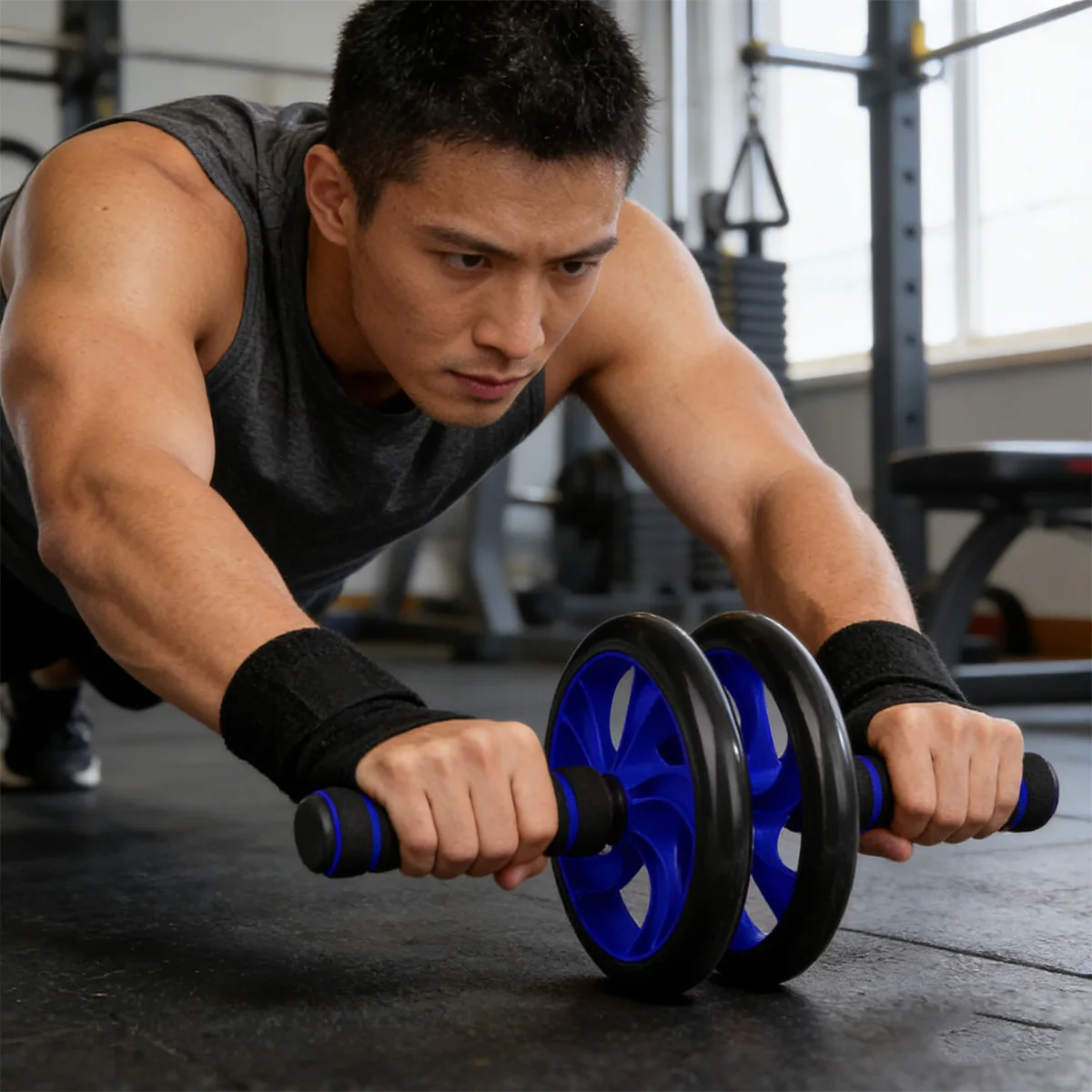 7PCS Fitness Set Dual-Wheel Abdominal Roller Push-Up Support Skipping Rope Hand Gripper 8-shaped Exercise Puller Home Sports Workout Combo Multifunctional Full‑Body Muscle Fitness Training Equipment
