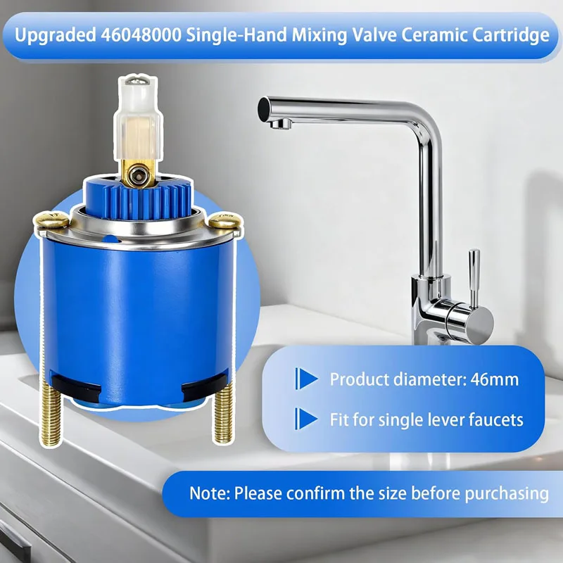 Faucet Cartridge Replacement For Grohe 46048000 Upgraded 46mm Mixing Valve Ceramic Cartridge For Single Handle Sink Faucets