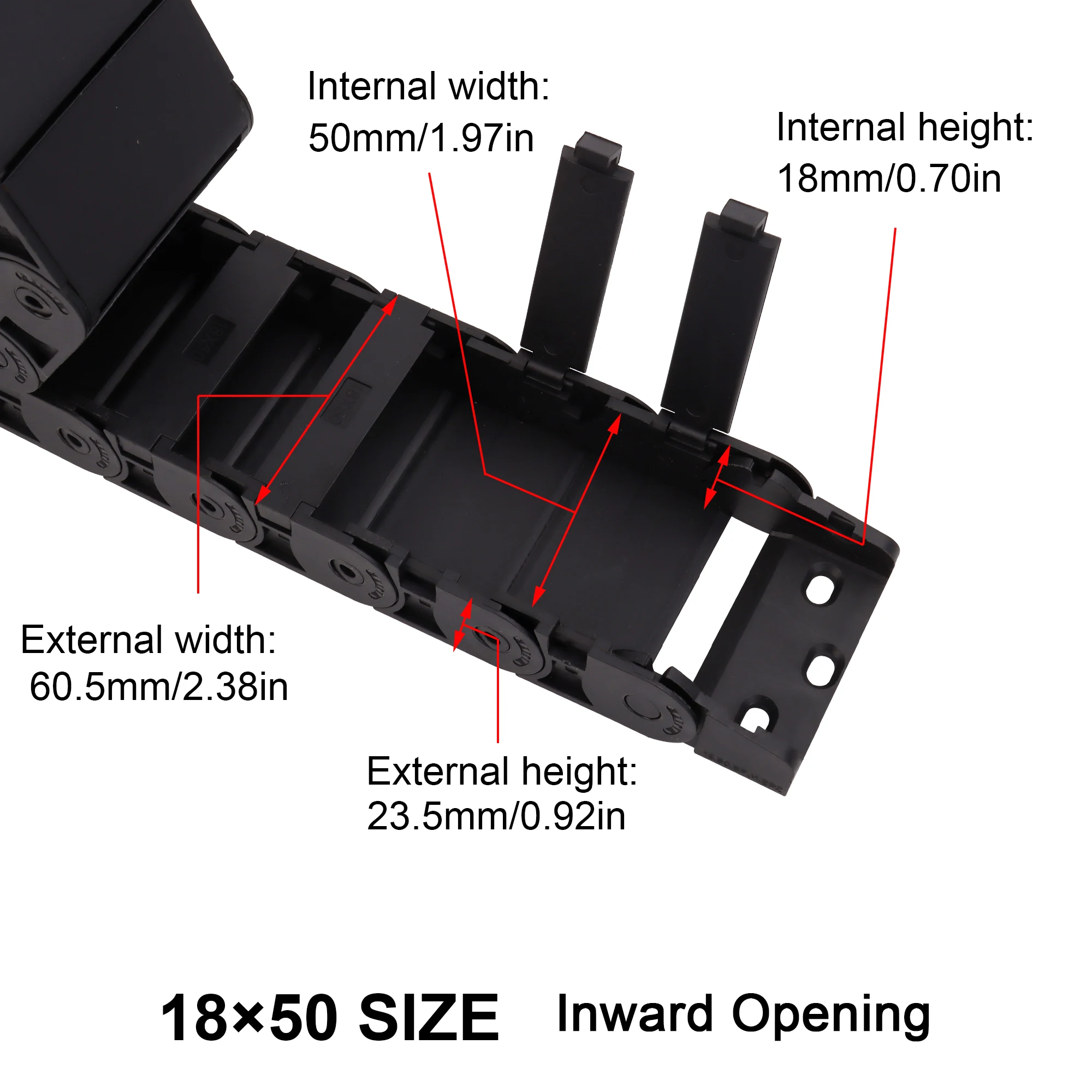 Полузакрытая нейлоновая буксировочная цепь бака 15x15,15×20, 15x30, 15x40,18x25, 18x50, длина L1 метра, подходит для 3D-принтеров с ЧПУ и