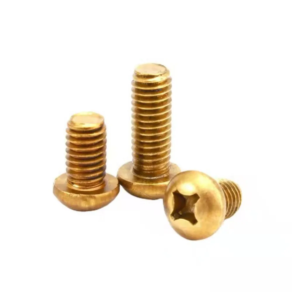 DIN7985 GB818 10Pcs 2# 4# 6# 8# UNC Thread Brass Cross Recessed Pan Head Precision Bolt Full Threaded Phillips Screws