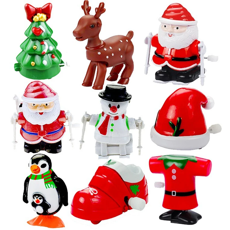 Dibujos animados creativos lindo pingüino de cuerda Santa Claus árbol de Navidad juguetes divertidos muñeco de nieve alce saltando juguetes de relojería regalo para niños