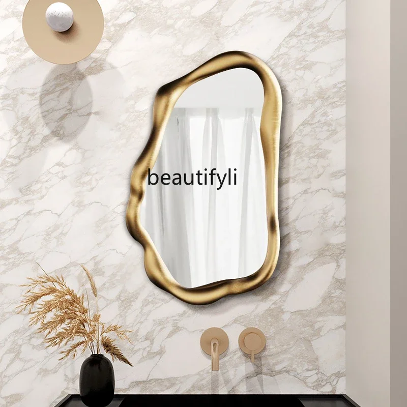 

French bathroom mirror irregular retro, Nordic special-shaped wall-mounted mirror characteristic decorative mirror6239