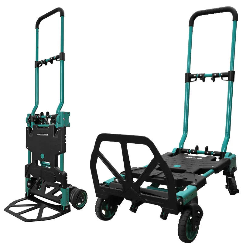green-forest-tool-cart-cargo-pull-cart-folding-multifunctional-trailer-easy-to-climb-stairs-and-turn-around