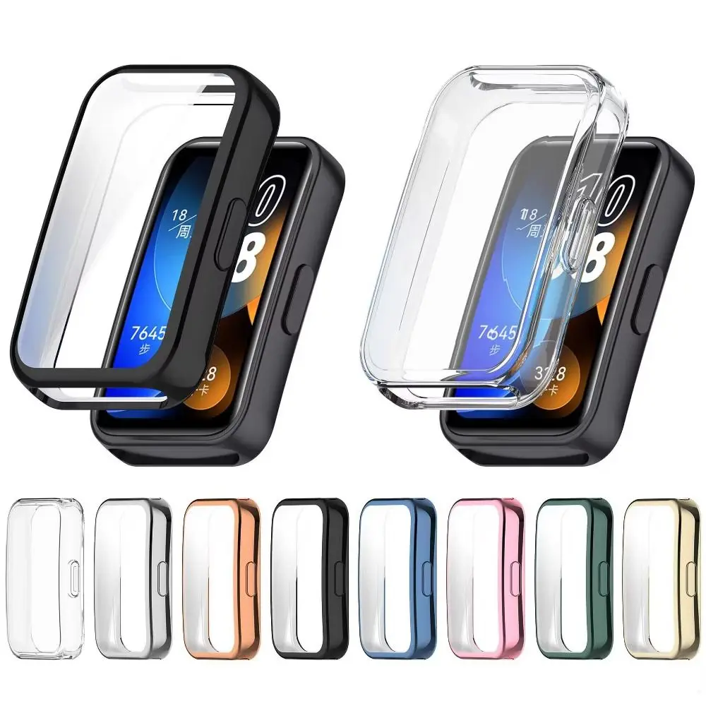 Soft TPU Protective Cover Full Cover Smart Watch Screen Protector Accessories Anti-Scratch Case Shell for Huawei Band 9 8