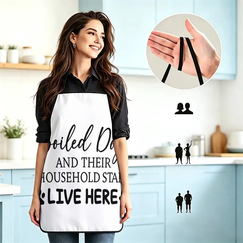 1PC【Apron】2DFlat effect，Printed with casual artistic text，Durable and practical，Suitable home kitchen cooking、Outdoor Patio