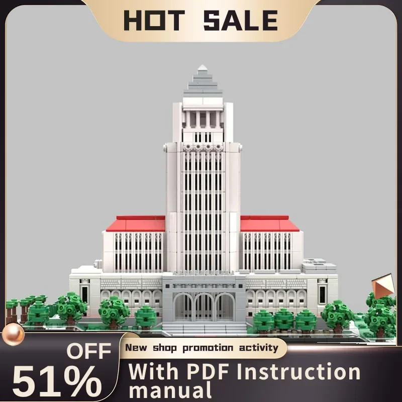 

New 2859Pcs City Hot Selling Street View Moc Modular Los Angeles Hall Model Building Blocks Diy Creative Ideas Kids Toys Gifts