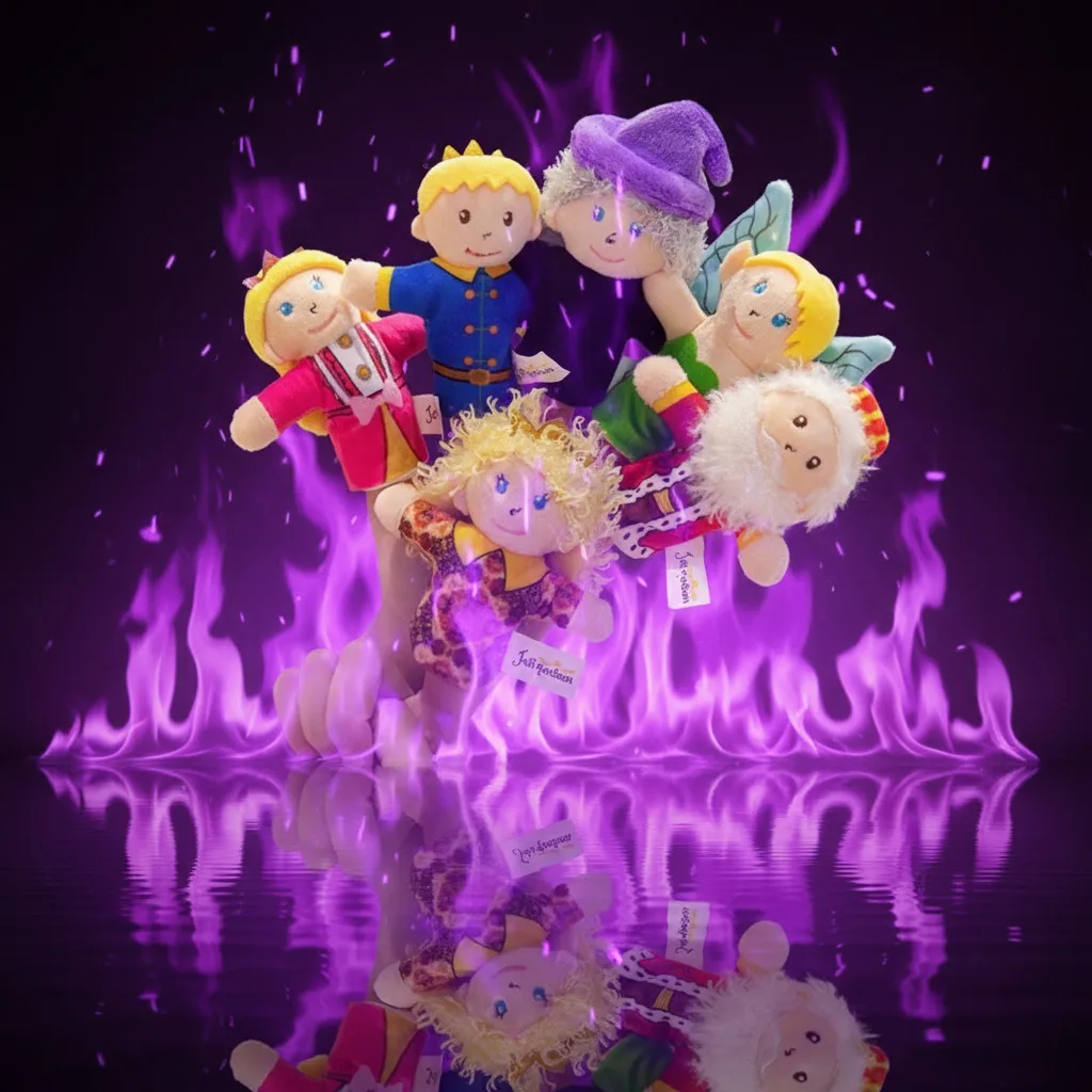 Hand Finger Fairy Tale Plush Puppets Cartoon Prince Princess King Queen Elf Witch Interactive Tell Story Small Plushie Gift