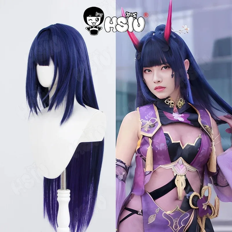 

Raiden Mei Cosplay Wig HSIU 80CM dark blue gradient dark purple long hair Synthetic Wig+Wig cap Game Honkai Impact 3 cosplay Wig