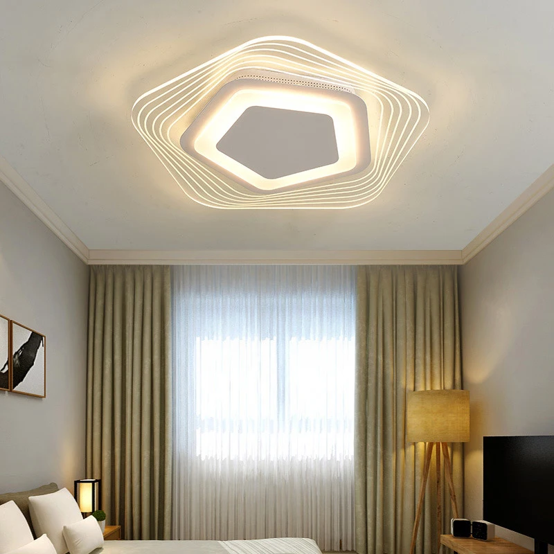 Nordic Modern Led Plafond Licht Minimalistische Verlichting Voor Woonkamer Eetkamer Slaapkamer Vijf Hoek Verlichting Acryl Plafond Armaturen