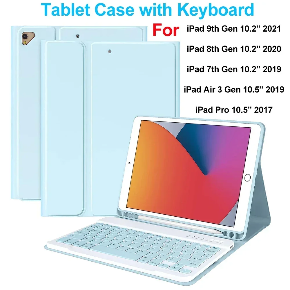 

Чехол для iPad 10.2 дюйма 9-го, 8-го, 7-го поколений, клавиатурный чехол для планшета iPad, для iPad Air 10.5 дюйма (3-го поколения), Pro 10.5 дюйма, 10.2 дюйма