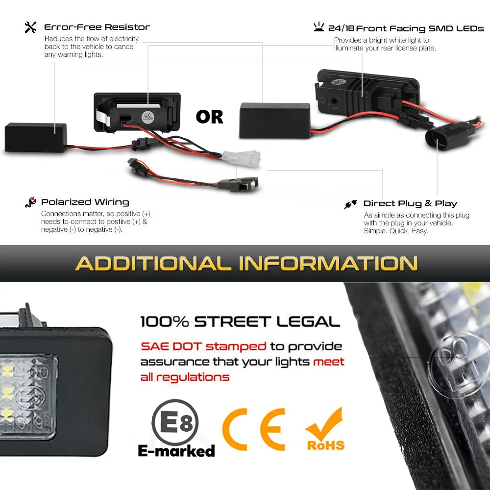 2Pcs LED License Plate Lights Number Lamps For Seat Ibiza Tarraco Toledo Exeo Ateca Arona Altea Alhambra Leon