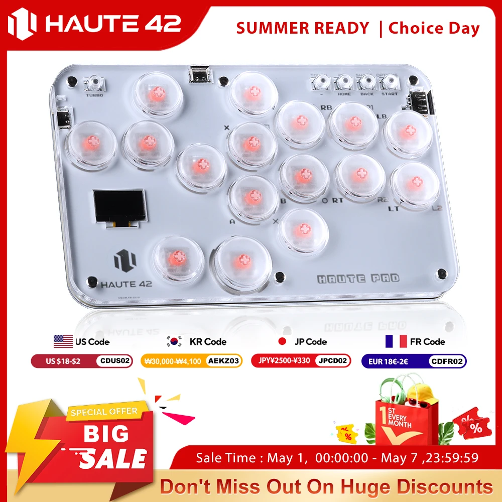 Игровой контроллер Haute42 Arcade Hitbox Fight Stick для ПК, джойстик Hitbox, клавиатура для PS4/Switch/Steam, для аркадных файтингов на ПК