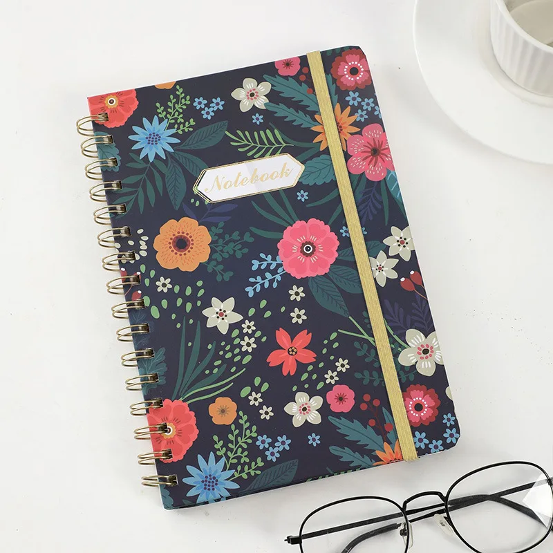 A5 Ins Wind Hard Shell Coil Spiral Notebook With Strap Style Student Learning Notebook/Diary Weekly Schedule Planning Book