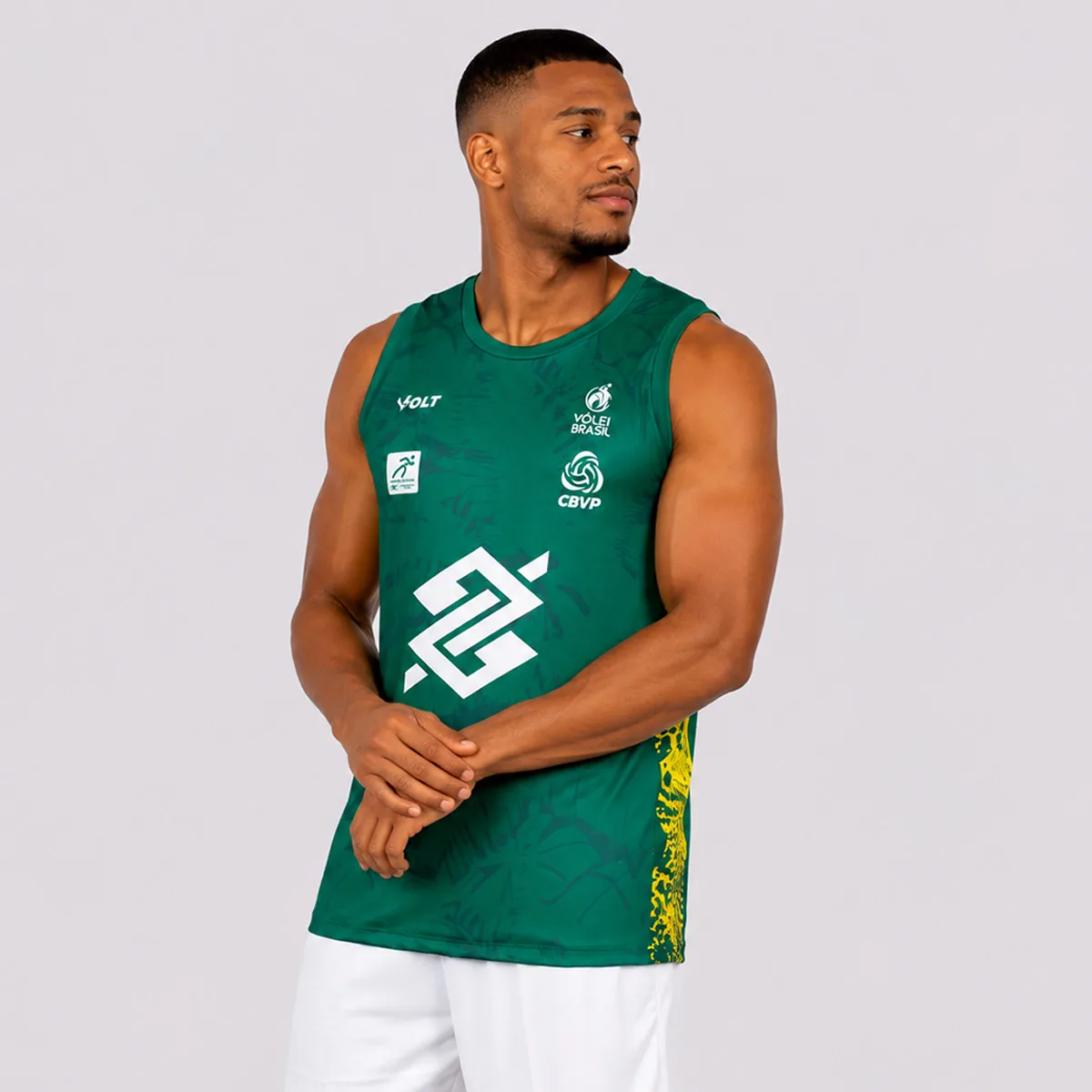 Brasilien Beachvolleyball 2026 Grünes Ärmelloses Trikot, Volei Brasil CBVP Tanktop, Atmungsaktives Athletisches Trainingshemd für Herren – Detail 4