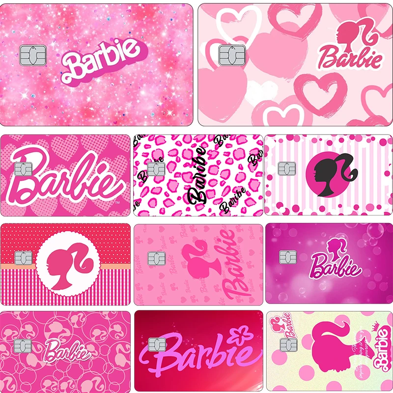 2024 New Barbie Diy Bank Card Stickers Kawaii Cartoon Girls Anti Scratch Credit Debit Card Pvc Matte Skin Film Tape Gifts Toys