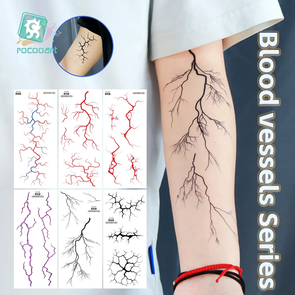 

6Sheets Waterproof Bright Red Fire Tattoo Stickers for Girls, Temporary Fake Flame Vessels Tattoos for Women Men