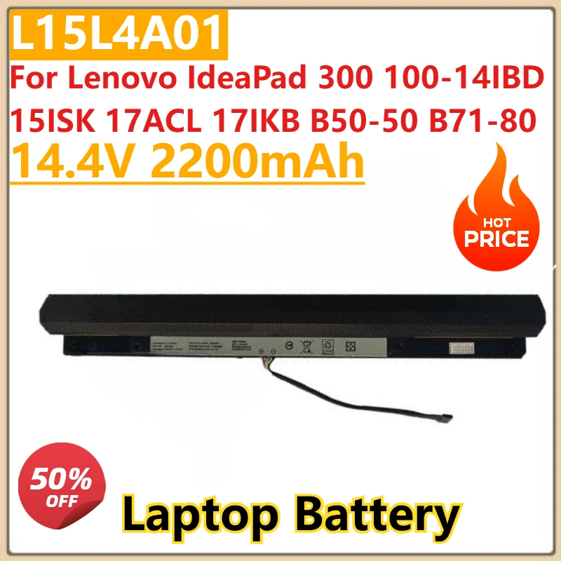 

New L15L4A01 L15S4A01 L15M4E01 Laptop battery 14.4V 2200mAh For Lenovo IdeaPad 300 100-14IBD 15ISK 17ACL 17IKB B50-50 B71-80