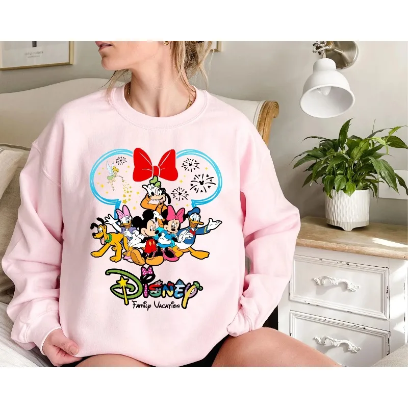 سويت شيرت ديزني للعطلات العائلية، مجموعة ميكي ميني المطابقة للعائلة لرحلة ديزني 2025، ملابس سفر ديزني وورلد