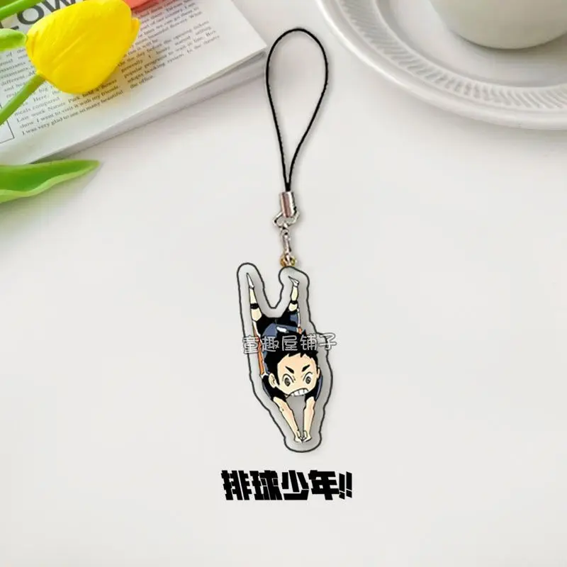 Cordón de teléfono móvil Haikyuu Kei Tsukishima Sakusa Kiyoomi, colgante de acrílico, correas Kawaii, decoración de cuerda linda, regalo de amigo