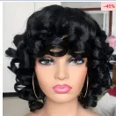 New popular wig for women in Europe and America, black short curly hair, small curly hair, factory direct sales