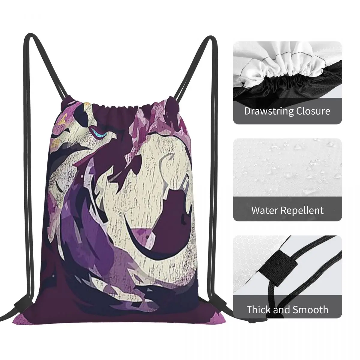 モンスターハンターライズ水ツネ漢字アイコンバックパックファッションポータブル巾着バッグスポーツバッグブックバッグ男性女性学校