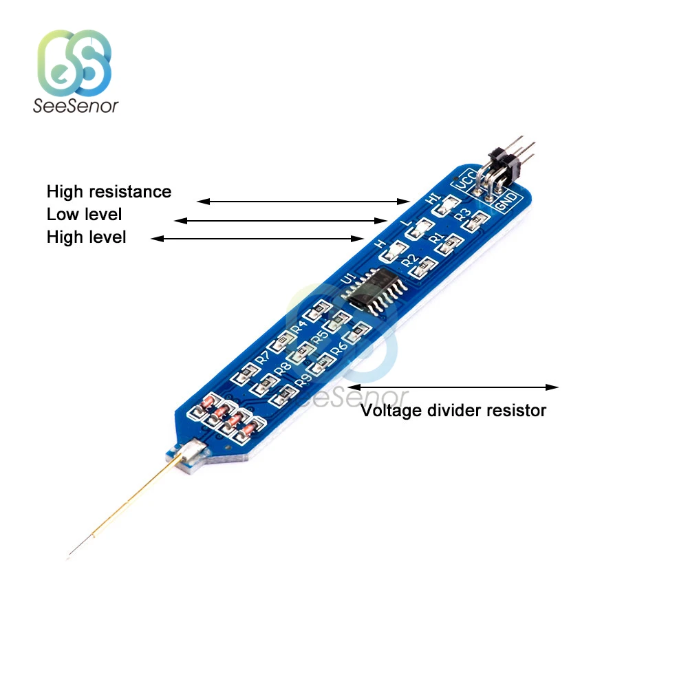 3.3V 5V ปากกาทดสอบระดับต่ำสุดเครื่องทดสอบความต้านทานการเชื่อมต่อ Digital Circuit Debugger ตรวจจับ Probe W/ Dupont Line