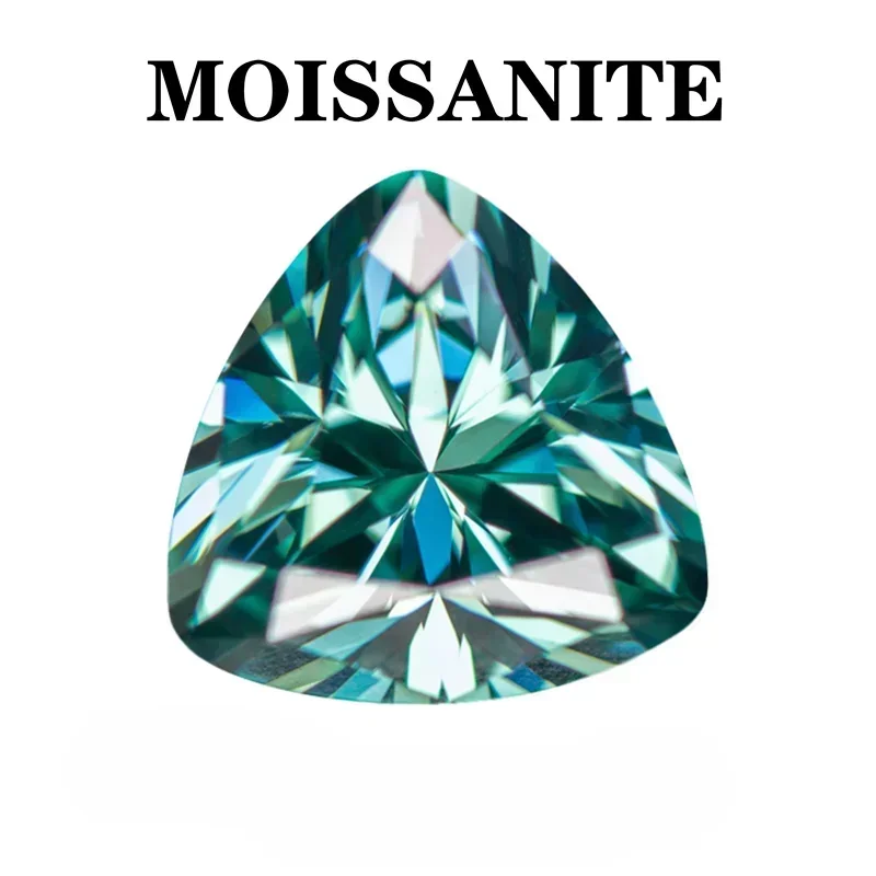 

Natural Emerald Green Color Moissanite Stone Trillyon Cut DIY Advanced Charms Jewelry Rings Earrings Making with Certificate